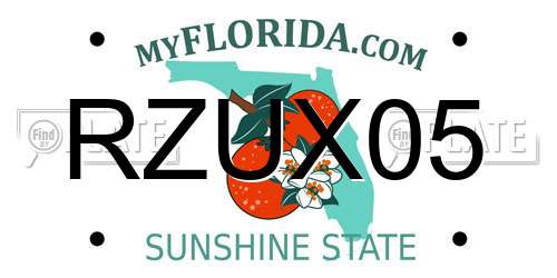 RZUX05 Florida License Plate