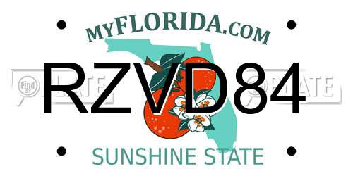 RZVD84 Florida License Plate