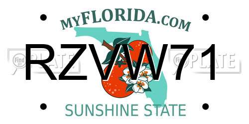 RZVW71 Florida License Plate