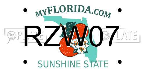 RZW07 Florida License Plate