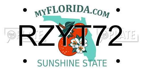 RZYT72 Florida License Plate