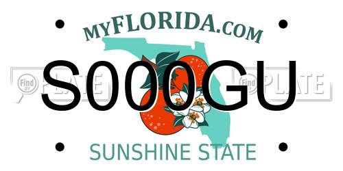 S000GU Florida License Plate