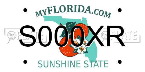 S000XR Florida License Plate
