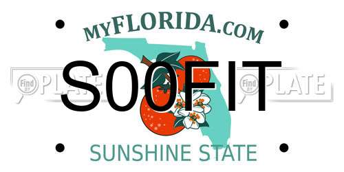 S00FIT Florida License Plate