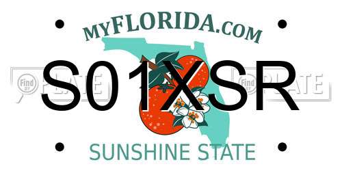 S01XSR Florida License Plate