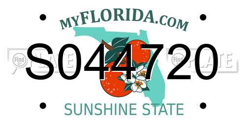 S044720 Florida License Plate