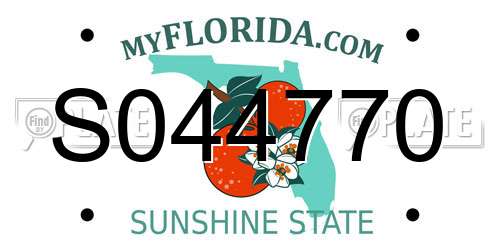 S044770 Florida License Plate