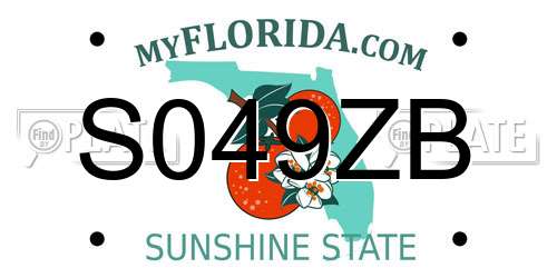 S049ZB Florida License Plate