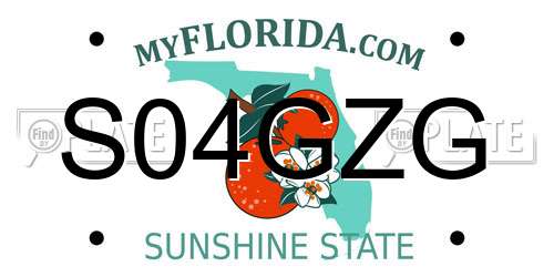 S04GZG Florida License Plate