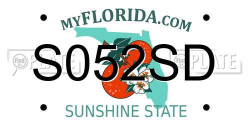 S052SD Florida License Plate