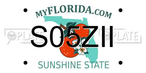 S05ZII Florida License Plate