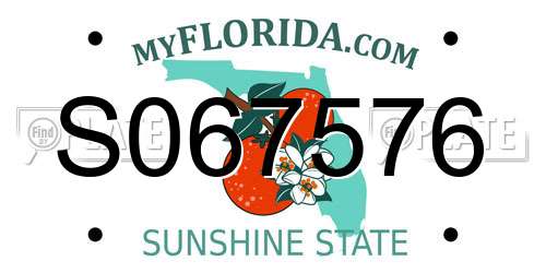 S067576 Florida License Plate