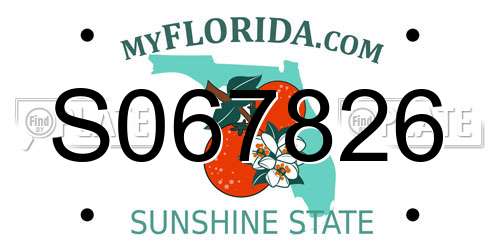 S067826 Florida License Plate