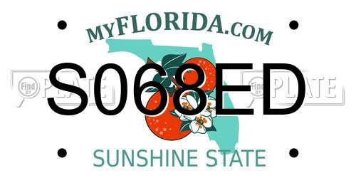 S068ED Florida License Plate