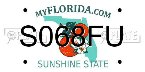 S068FU Florida License Plate