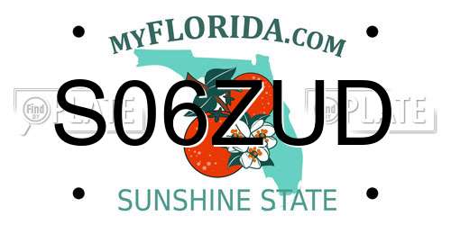 S06ZUD Florida License Plate