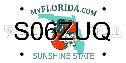 S06ZUQ Florida License Plate