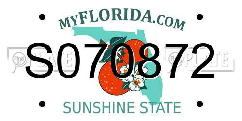 S070872 Florida License Plate