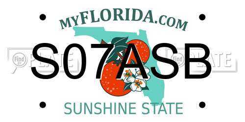 S07ASB Florida License Plate