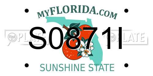 S0871I Florida License Plate