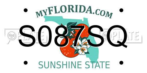 S087SQ Florida License Plate