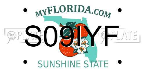 S09IYF Florida License Plate