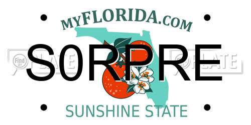 S0RPRE Florida License Plate
