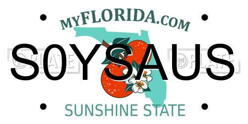 S0YSAUS Florida License Plate