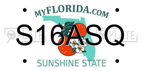 S16ASQ Florida License Plate