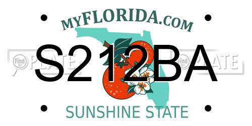 S212BA Florida License Plate