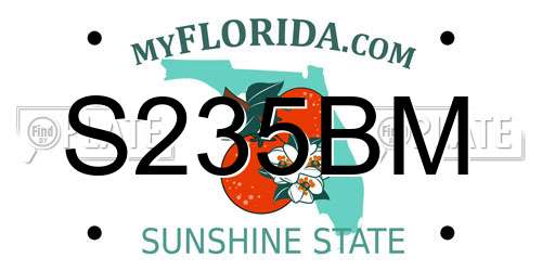 S235BM Florida License Plate