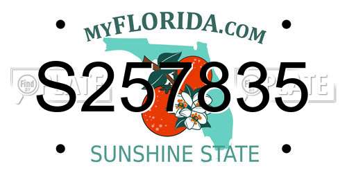 S257835 Florida License Plate