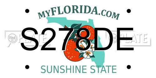 S278DE Florida License Plate