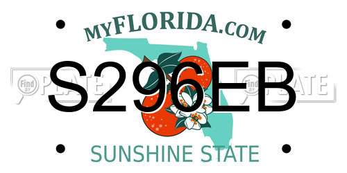 S296EB Florida License Plate
