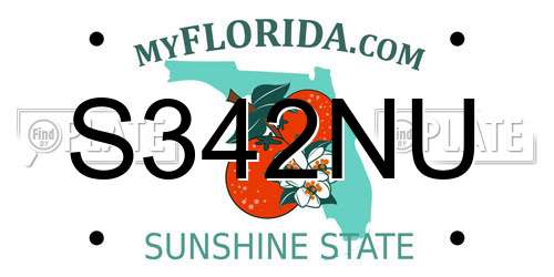 S342NU Florida License Plate