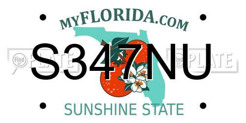 S347NU Florida License Plate