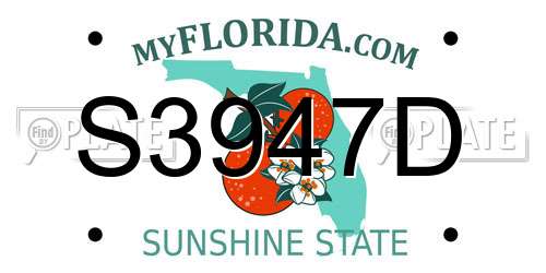 S3947D Florida License Plate