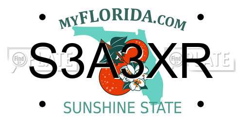 S3A3XR Florida License Plate