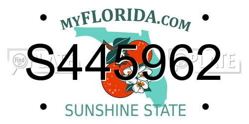S445962 Florida License Plate