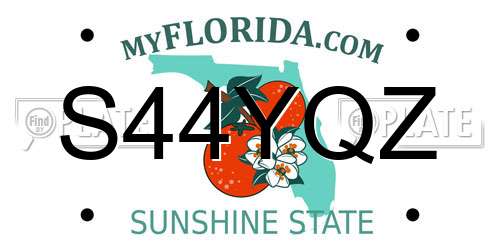 S44YQZ Florida License Plate