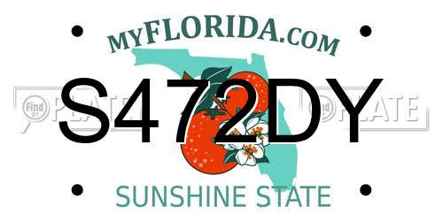 S472DY Florida License Plate