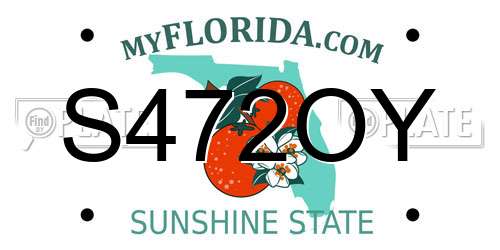 S472OY Florida License Plate