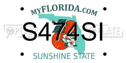S474SI Florida License Plate