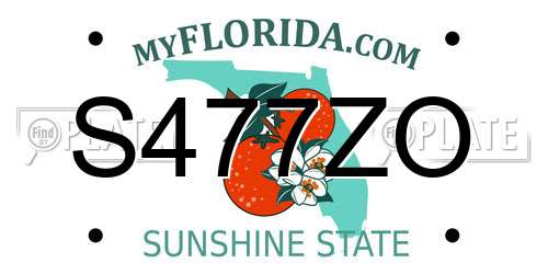 S477ZO Florida License Plate