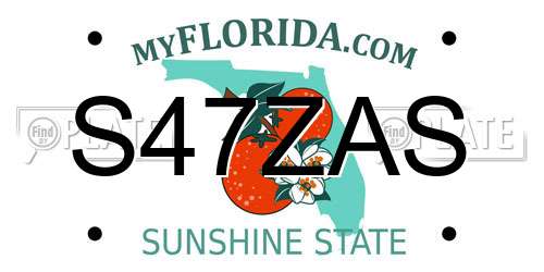 S47ZAS Florida License Plate