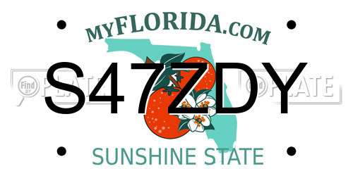 S47ZDY Florida License Plate