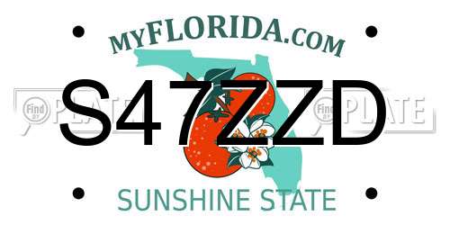 S47ZZD Florida License Plate