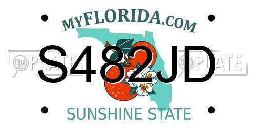 S482JD Florida License Plate