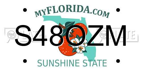 S48OZM Florida License Plate