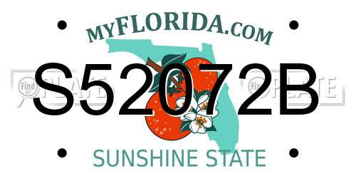 S52072B Florida License Plate